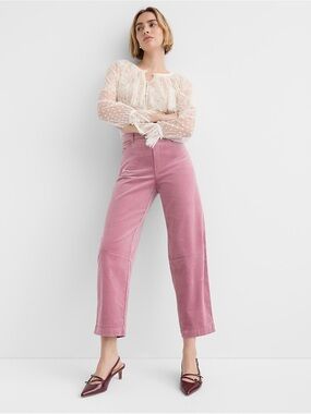 LOFT Pink Barrel Stretch Velvet Pants